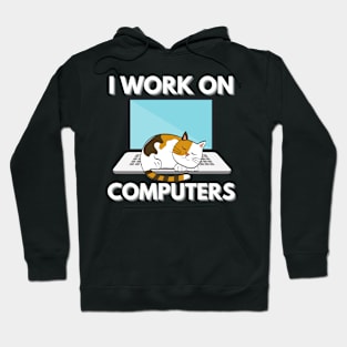 Funny Cats and Computers Laptop IT Pet Lover Hoodie